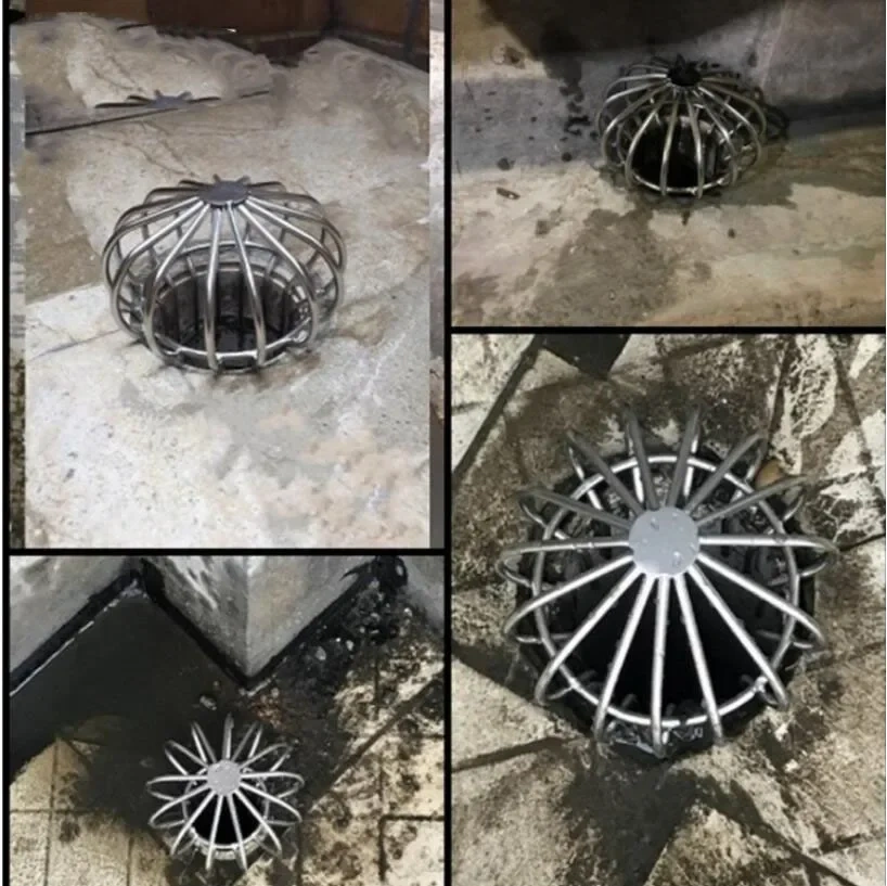 Roof Drain Pipe Stainless Steel Floor Drain Anti-blocking Stainless Steel Rain Water Bucket Gutter Floor Drain Net Cover