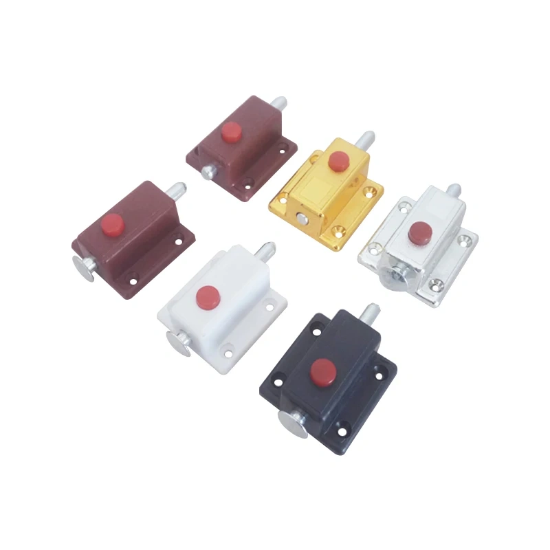 10pcs Door Bolt Exposed Spring Plastic Automatic Button Latch Door Chain Latch For Furniture Hardware