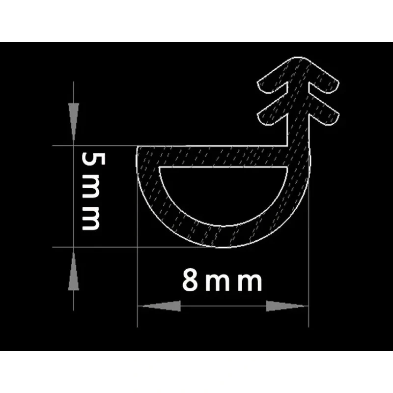 5*8mm 10M Silicone rubber sealing strips crash soundproof door thong strip security door/ window sealed slot type