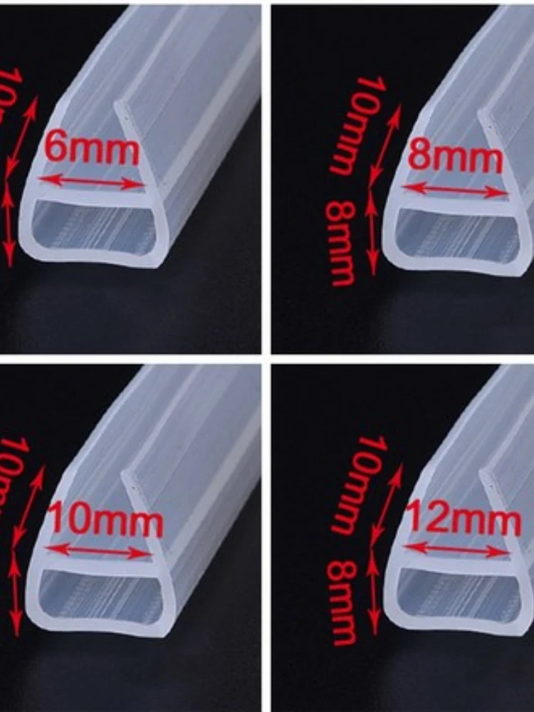 1 Meter6-12mm F U H Shape Glass Door Seals Silicone Rubber Shower Room Door Window Glass Seal Strip Weatherstrip Window Door
