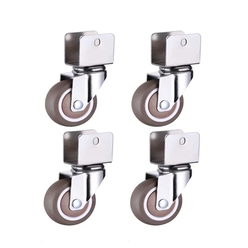 1.5” Furniture Crib Casters Cabinet Clamp with Brake Wheels Soft Rubber Swivel Caster Furniture Hardware Fittings Pack of 4