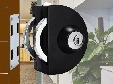 Matt Black Stainless Steel Entry Gate 10-12mm Glass Door Lock Locks W Key Glass door latch