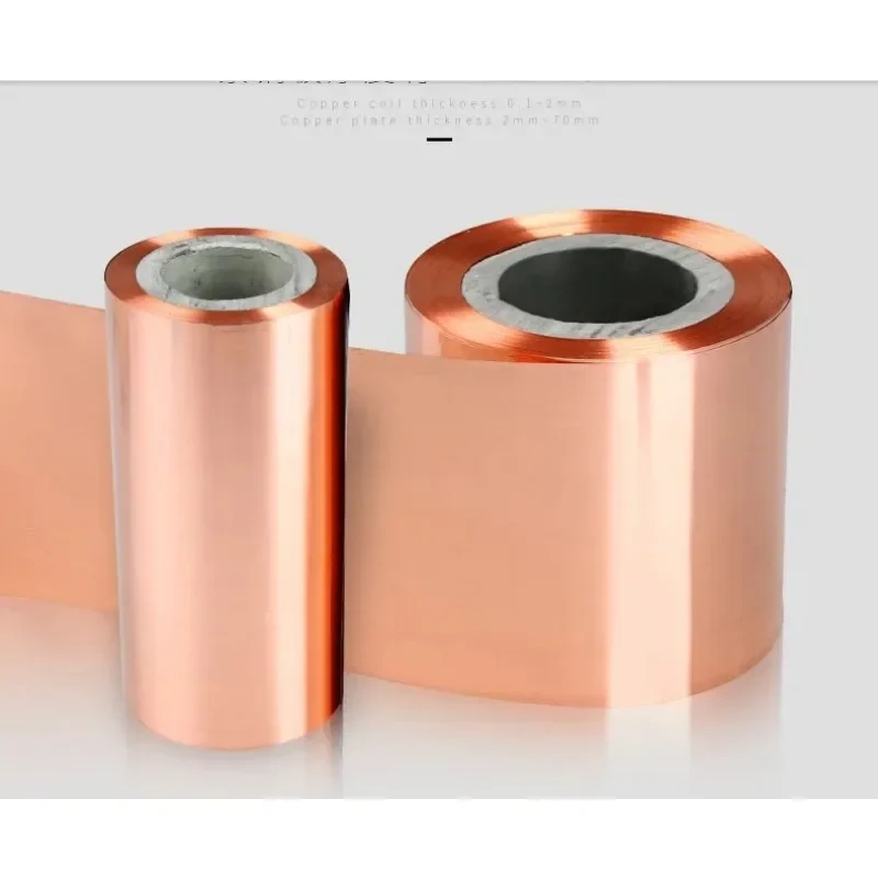 2Meters length 100mm width 0.1mm-1mm T2 Copper Strip 0.01x100mm 0.02x100mm 0.03x100mm  99.90% T2 Copper foil  Copper tape