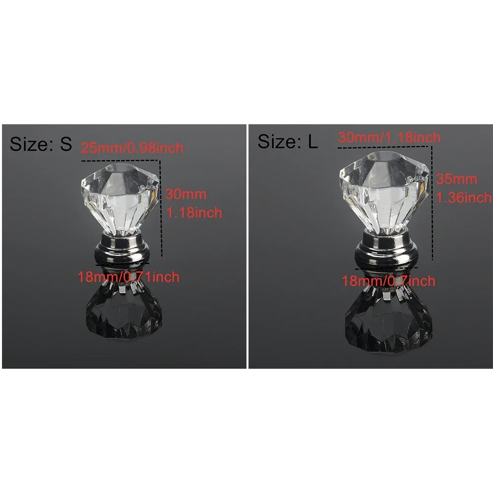 12pcs Clear Acrylic 30mm Diamond Shape Knob Cupboard Drawer Pull Handle Knobs Brand New Knobs and Kandles for Furniture Drawers