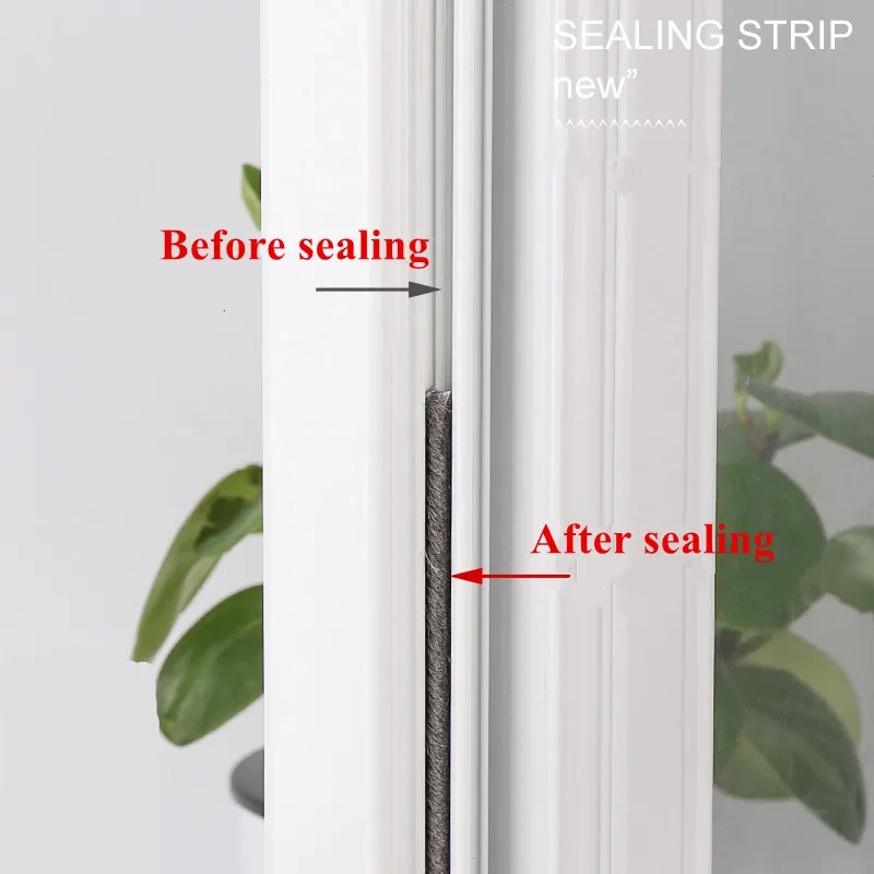 10M 5mm x 8mm  hair sealing strip aluminum sliding door window gap nylon pile brush seal strip  window light gap filler blocker