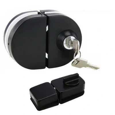 Matt Black Stainless Steel Entry Gate 10-12mm Glass Door Lock Locks W Key Glass door latch