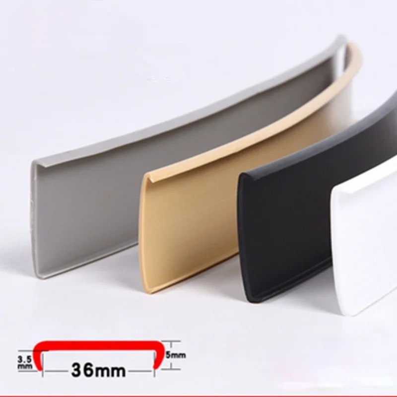 2 meters U Edge Banding Veneer Edging Wood Furniture Soft PVC Edgeband 3MM- 50MM White Beige Gray Black Red