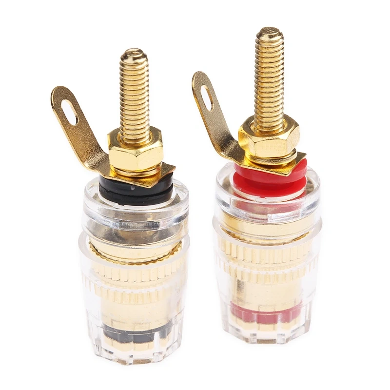 8pcs/lot 42MM Gold Plated Speaker Terminal Binding Post Amplifier Connector Suitable For 4mm Banana Plug High Quality