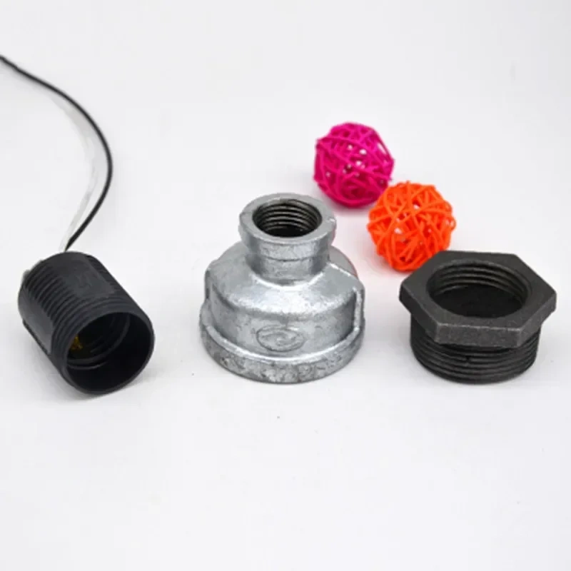 Plastic Galvanized Lamp Holder Screw Light Bulb Socket DN15 DN20 DN25 Creative Retro Industrial LOFT Water Pipe  Fittings