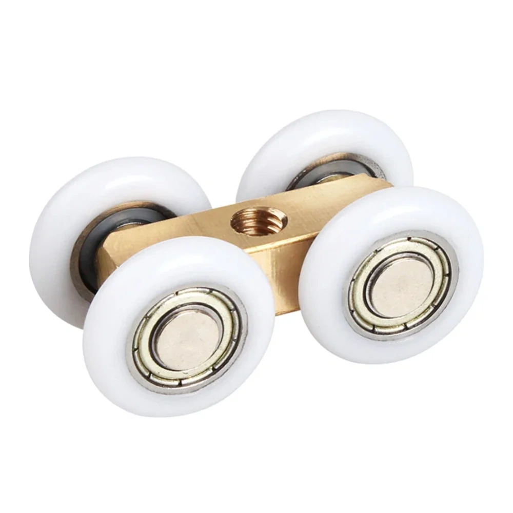 2pcs Adjustable Roller Shower Room Copper Four-Wheel Hanging Pulley Cabin Sliding Door Hardware Shower Room Glass Door