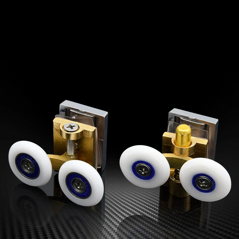 Shower Door Rollers Copper Double-Wheel Sliding Shower Door Roller Bearing Wheel Runners Replacement