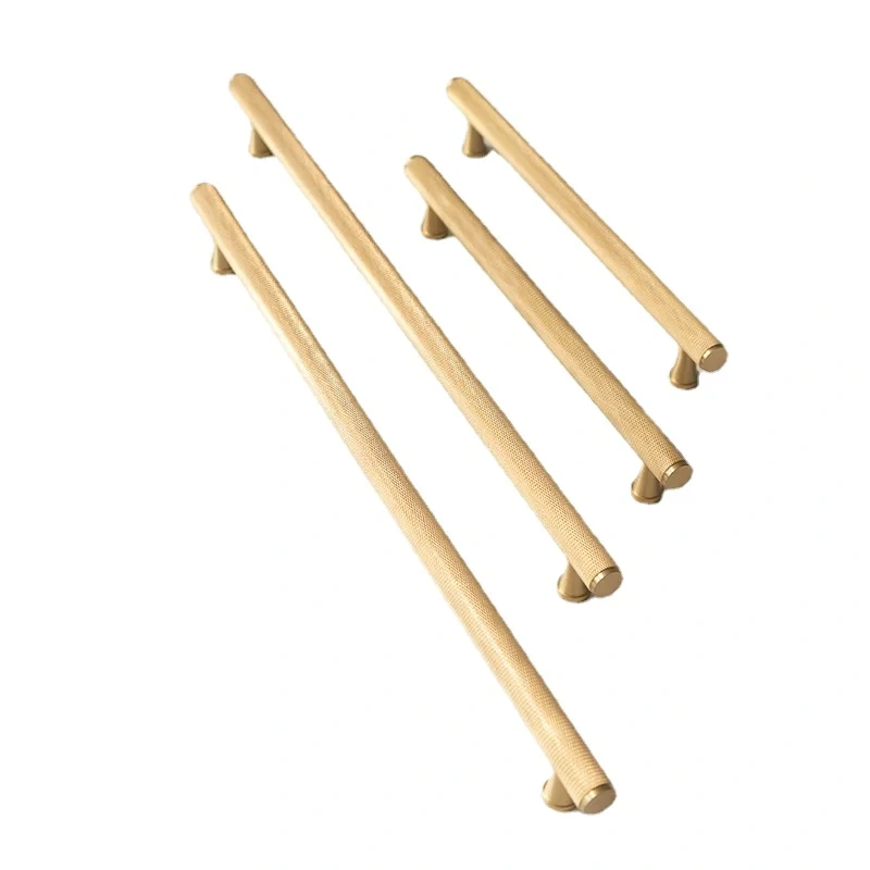 Nordic modern light luxury simple gold knurled / textured pure copper solid brass knurled handle