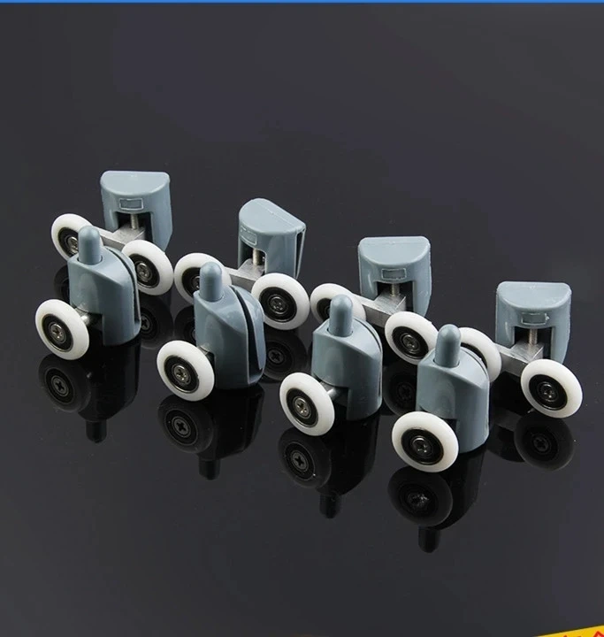 8PCS Castors kit for shower cabin doors wheel 23 25 27mm top bottom double with button mount for glass