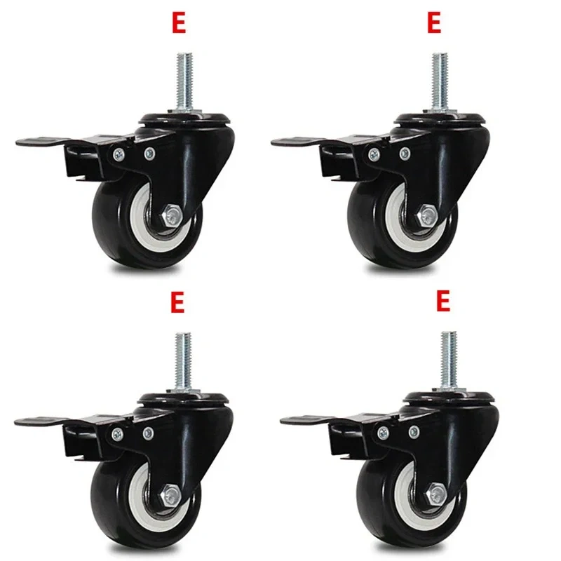 4pcs 2 inches 50mm Heavy Duty 180kg Black Swivel Castor Wheels Trolley Furniture Caster Rubber Screw M10*25