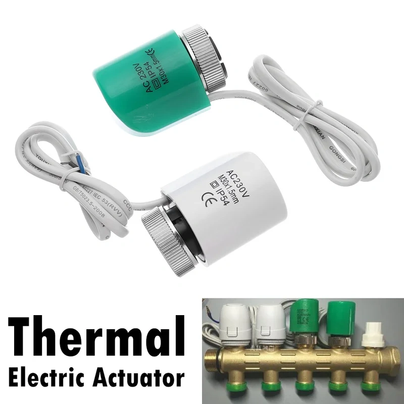 1Pcs 230V NO NC Electric Thermal Actuator Valve Head For Normally Open  Floor Heating Radiator Thermostat Manifold Closed