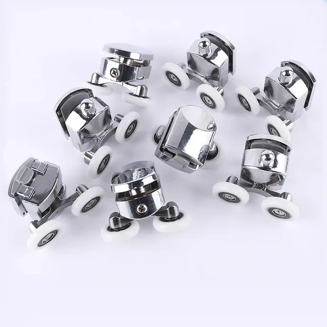 8PCS Castors kit for shower cabin doors wheel 23 25 27mm top bottom double with button mount for glass