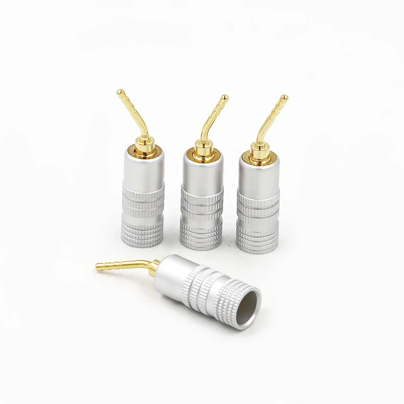 4PCS Banana Plug Multifunctional Gold Plated Speaker Cable Pin Angel Wire Screws Lock Connector For Musical HiFi Audio