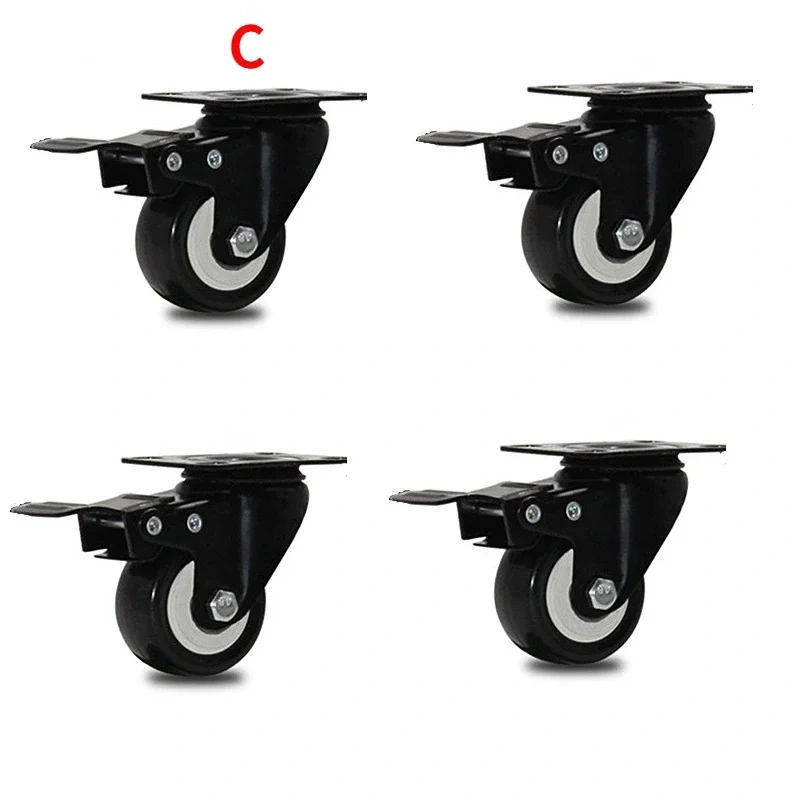 4pcs 2 inches 50mm Heavy Duty 180kg Black Swivel Castor Wheels Trolley Furniture Caster Rubber Screw M10*25