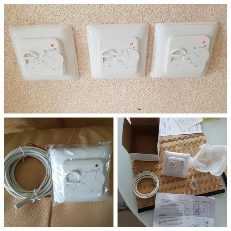 New Universal Mechanical Floor Heating Thermostat AC 230V Electronic Dual Room Warm Temperature Controller Retardant PC