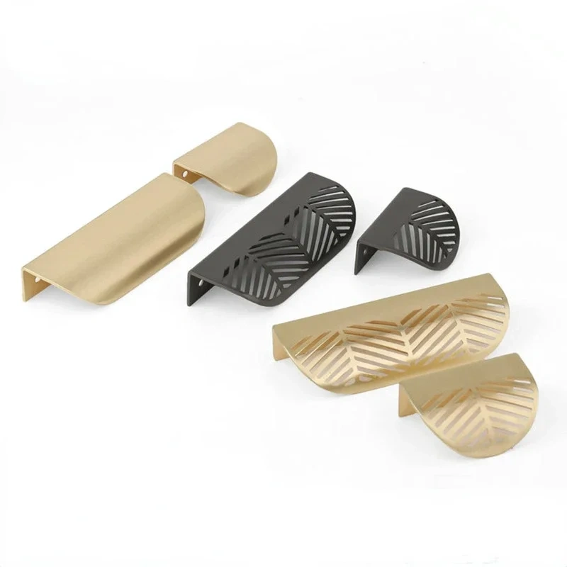 Gold Black Leaf Shape Furniture Kitchen Handles Dresser Shoe Cabinet Door Knob Handle for Cupboard Drawer Pulls Vintage European