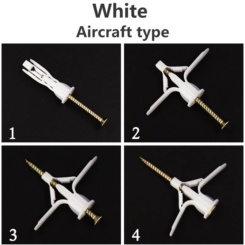 Nylon Aircraft Shape Butterfly Type Plastic Gypsum Board Anchors Drywall Fixings Screw Curtain Wall Gypsum Outlet Expansion Tube