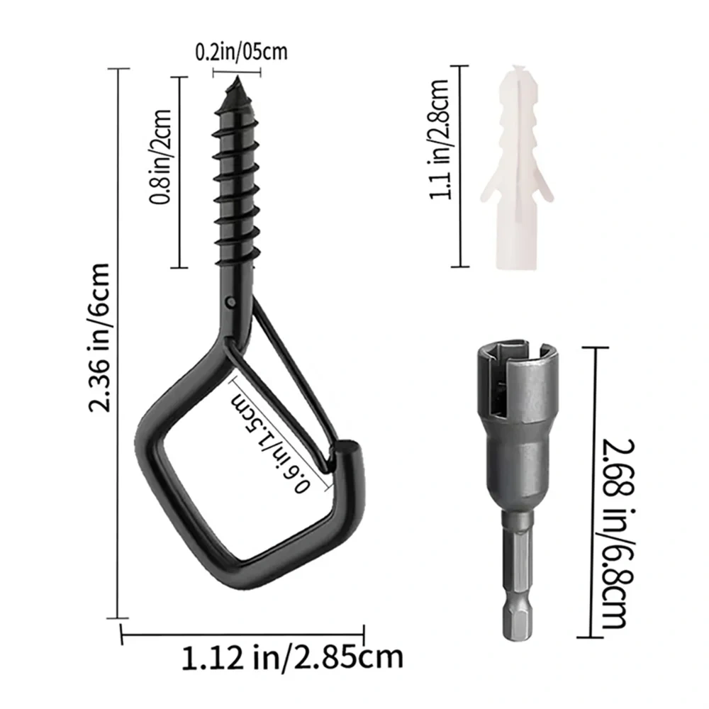 20pcs Square Snap Hanging Hooks - Anti-Drop Bonsai Hooks With Safety Buckles For Christmas Rope String Lights - Includes Wrench