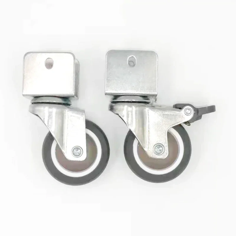 4Pcs 1" 1.25'' Ball Bearing Universal TPE Castor Caster Wheels Splint U Mount 20 22 25mm Brake Baby Bed Trolly Chair