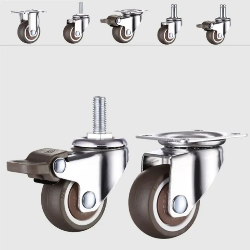 1/1.25/1.5/2 Inch Furniture Casters Wheels  Rubber Swivel Castor Trolley with brake