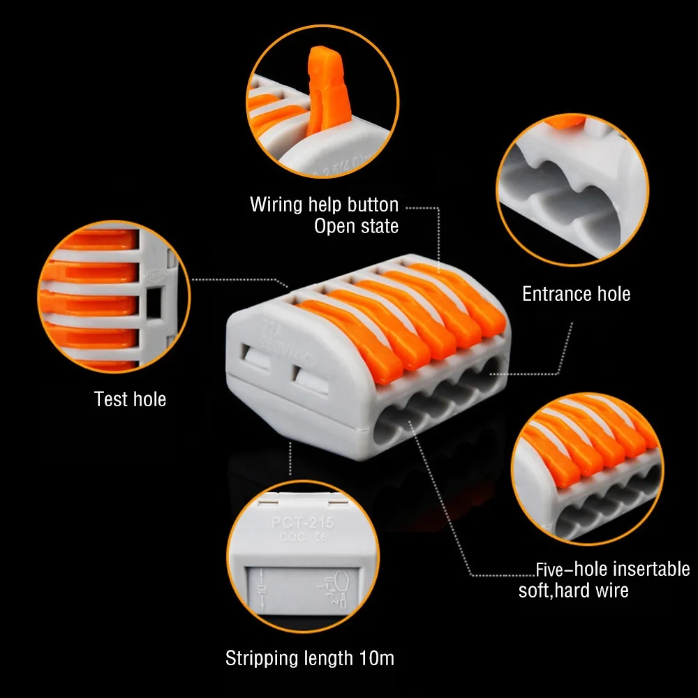 60pcs Universal Terminals Block Plug-in Electrical Wire Connector mini fast  Compact Wiring Connector  push-in  Terminal Block