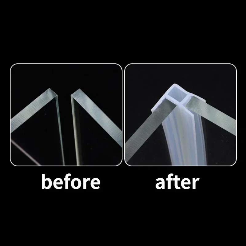 5M F/U/H/A Shape glass sealing Frameless Shower door window balcony screen Silicone sealing strip thickness of wind deflector