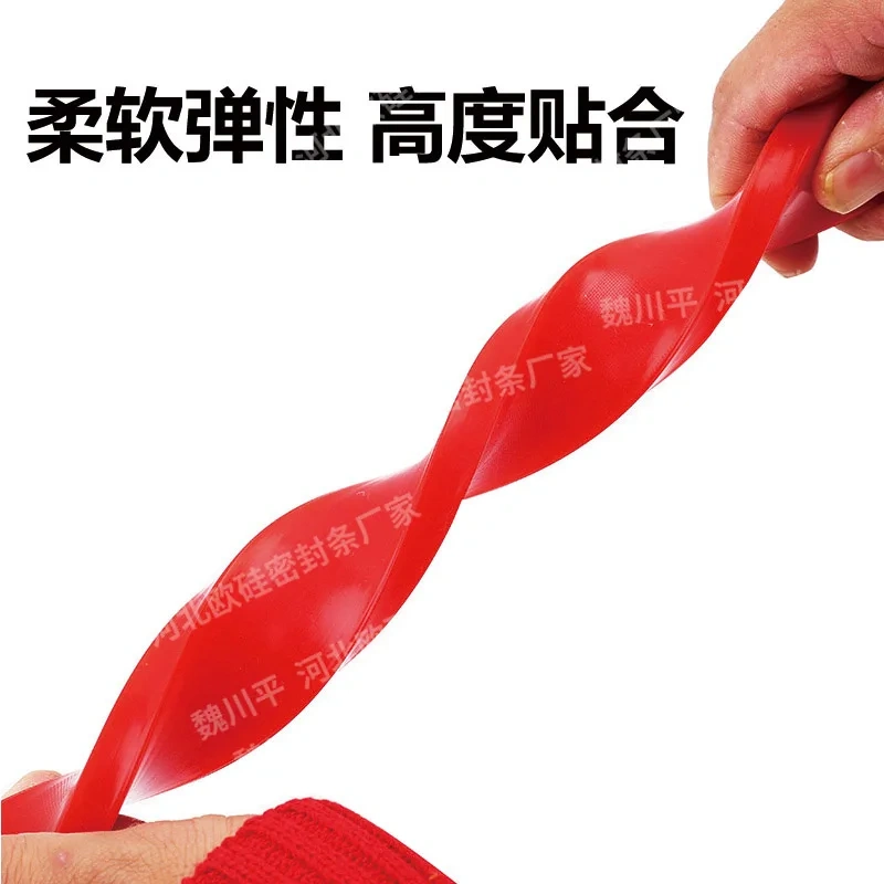1m Red silicone sealing strip waterproof High Temperature Resistant Solid Silicone Rubber Sealing Strip Weatherstrip