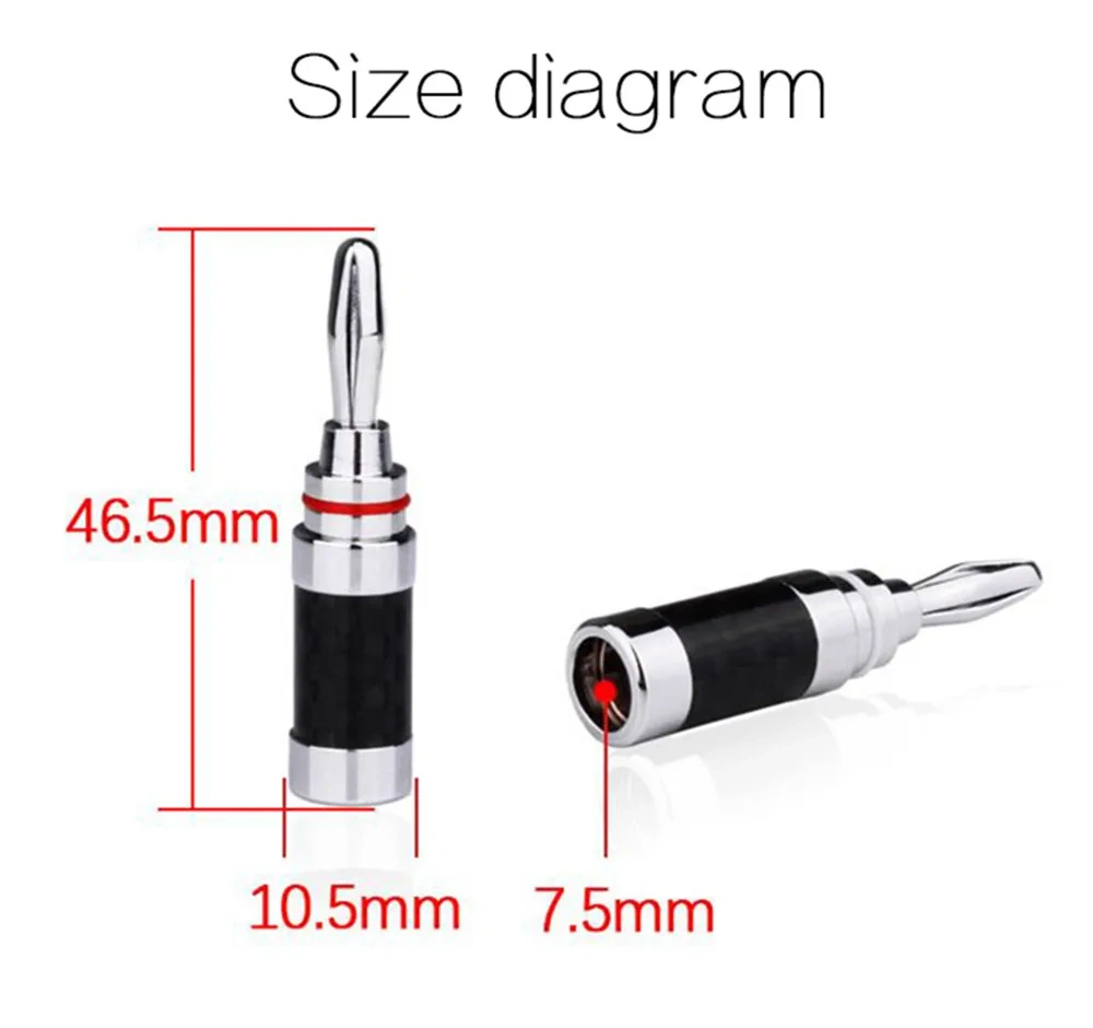 8pcs Banana Connector Speaker Plug Carbon Fiber Rhodium Plated Banana Plugs Acoustics Terminals Audio Video Speaker Connectors