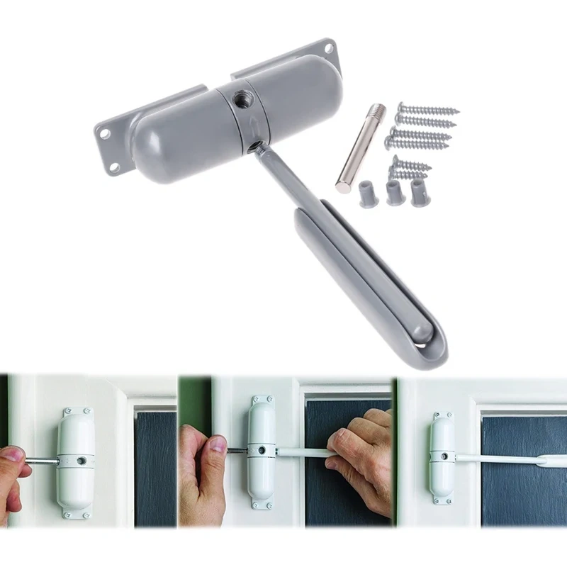 1 Set Adjustable Surface Mounted Spring Door Closer Automatic 180 Degree Not Positioning Automatic  Door Hardware 10-70 KGS