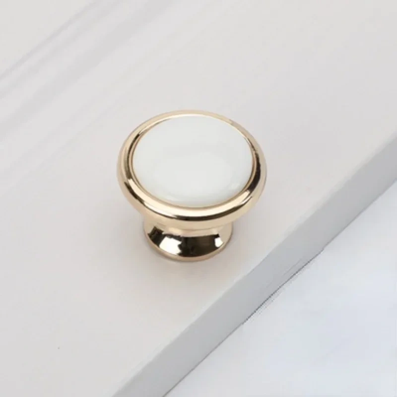 European simple white gold ceramic handle modern simple furniture hardware handle