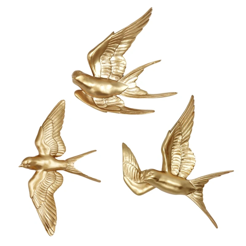 1PC  Resin Birds Creative For  3d Sticker Living Room Animal Figurine Wall Murals TV Background Portable  Decorative Home Decor