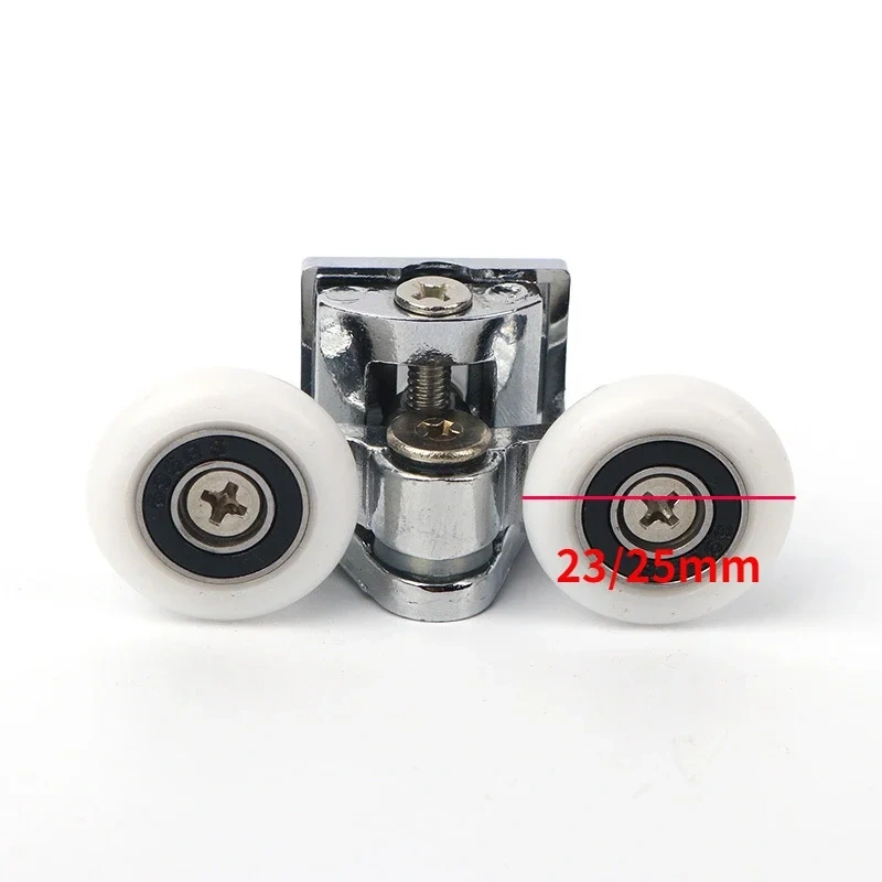 1pcs 23/25mm Electroplated aluminum alloy spring wheel bathroom glass door pulley double pulley Shower room accessories