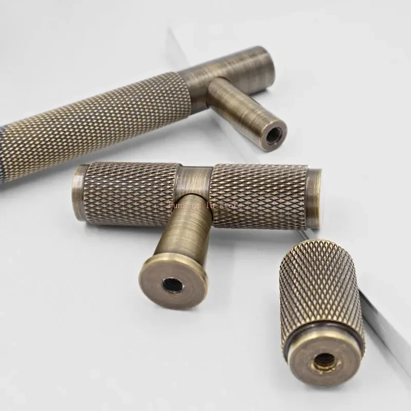 1pcs Light luxurious contracted bronze solid brass knurled handle drawer door handle cabinet knobs