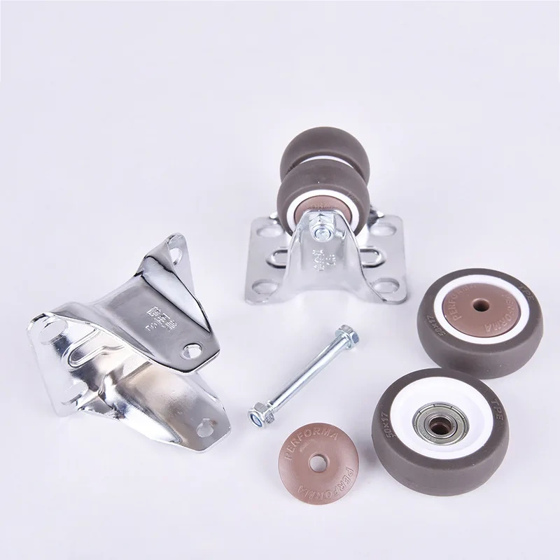 4PCS  Swivel Casters Wheels 1.5" / 2" Heavy Duty Soft Rubber Roller Furniture Caster With Brake for Platform Trolley