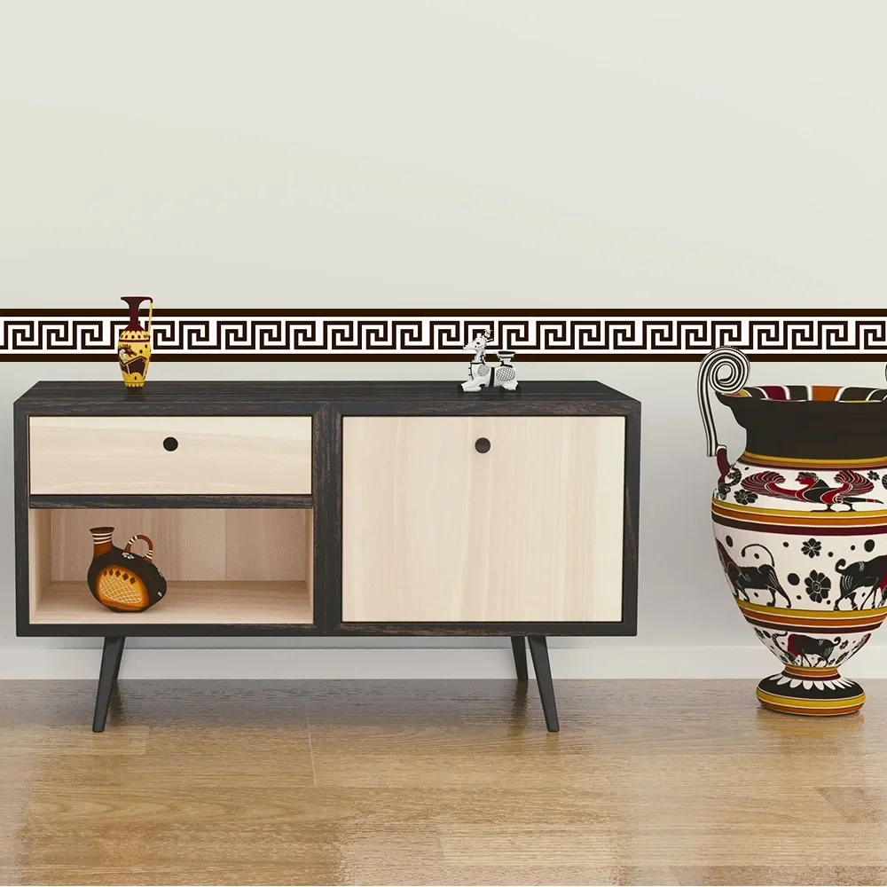 1PC 10*200cm Original Design Geometric Pattern  Removable Waterproof PVC Wall Border Stickers for Home Decors