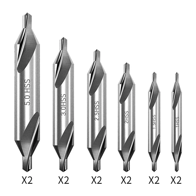 5/6/7Pcs Center Drill Bits Set 60-Degree Angle Center Drill Bits Kit Countersink Tools for Lathe Metalworking 1/1.5/2/2.5/3/4/5