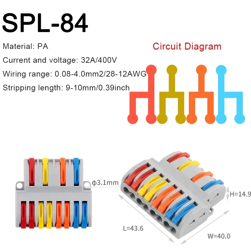 1in multiple out Quick Wiring Connector Universal Splitter wiring cable Push-in Can Combined Butt Home Terminal Block