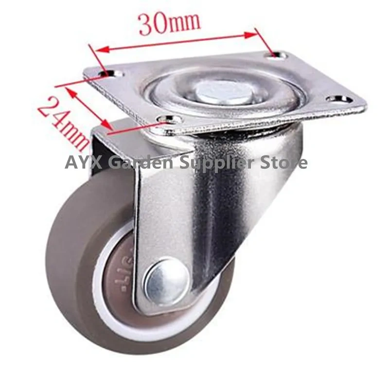 4pcs Furniture Casters Wheels Soft Rubber Swivel Caster Silver Roller Wheel For Platform Trolley Chair Household Accessori