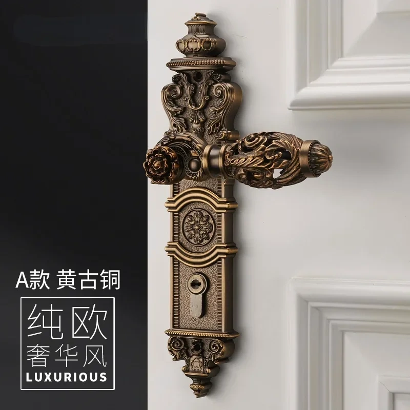85mm All copper Hollow out  mute door lock indoor wooden door lock handle lock room door lock European luxury style villa lock