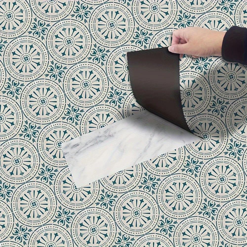1 Roll Peel And Stick Floor Tile, Waterproof Wood PVC Tile Stickers, Self-Adhesive DIY Flooring Tiles For Bedroom, Living Room