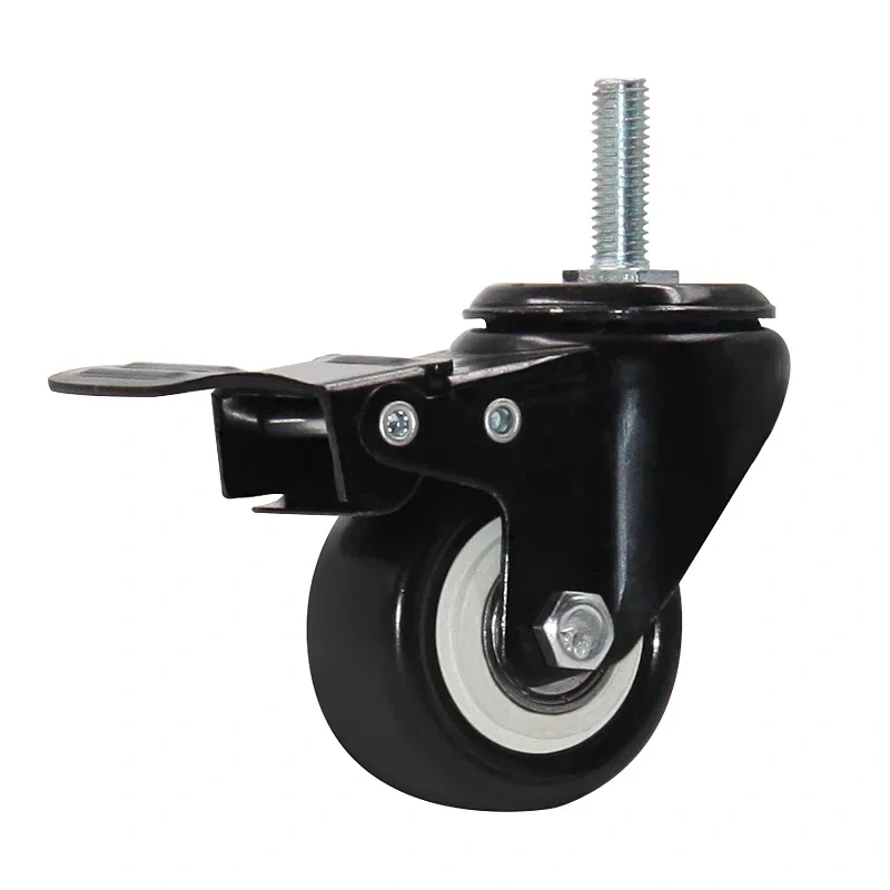 4pcs 2 inches 50mm Heavy Duty 180kg Black Swivel Castor Wheels Trolley Furniture Caster Rubber Screw M10*25