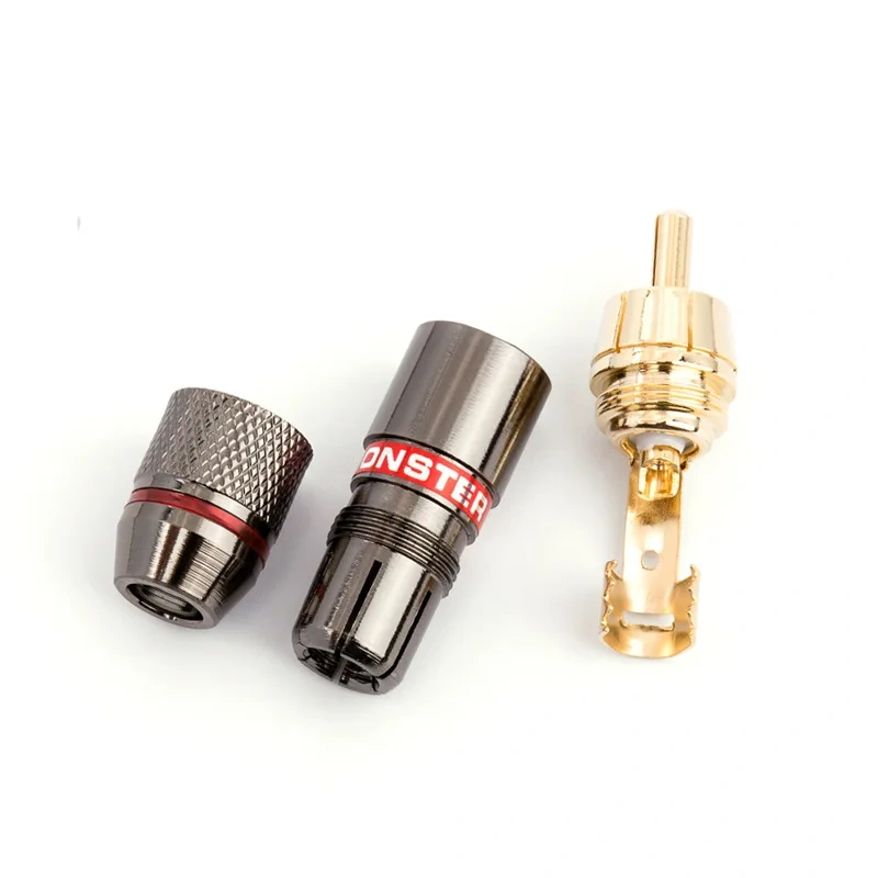 4/8/12PCS 24K Gold Plated Pure Copper Zinc Alloy Monster RCA Plug Connector Audio Connector Power Speaker Plugs Connector