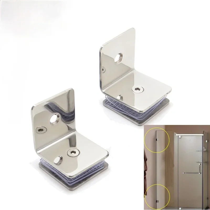 2pc 304 Stainless steel 90-degree glass clamp,Glass partition holder,mirror polishing,fix glass on the wall,bathroom accessories