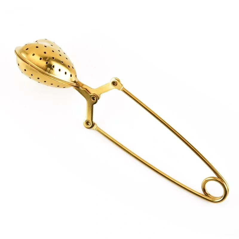 1pc Gold Tea Infuser Strainer Creative  Filter for Tea Infusion Box Kitchen Utensils for Loose Leaf  Stainless Steel Herb Spice