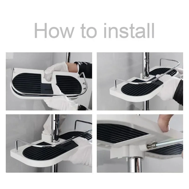 Rectangle Bathroom Organizer Shower Shelves Storage Rack Holder Shampoo Tray Bathroom  Single Tier  Head Holder