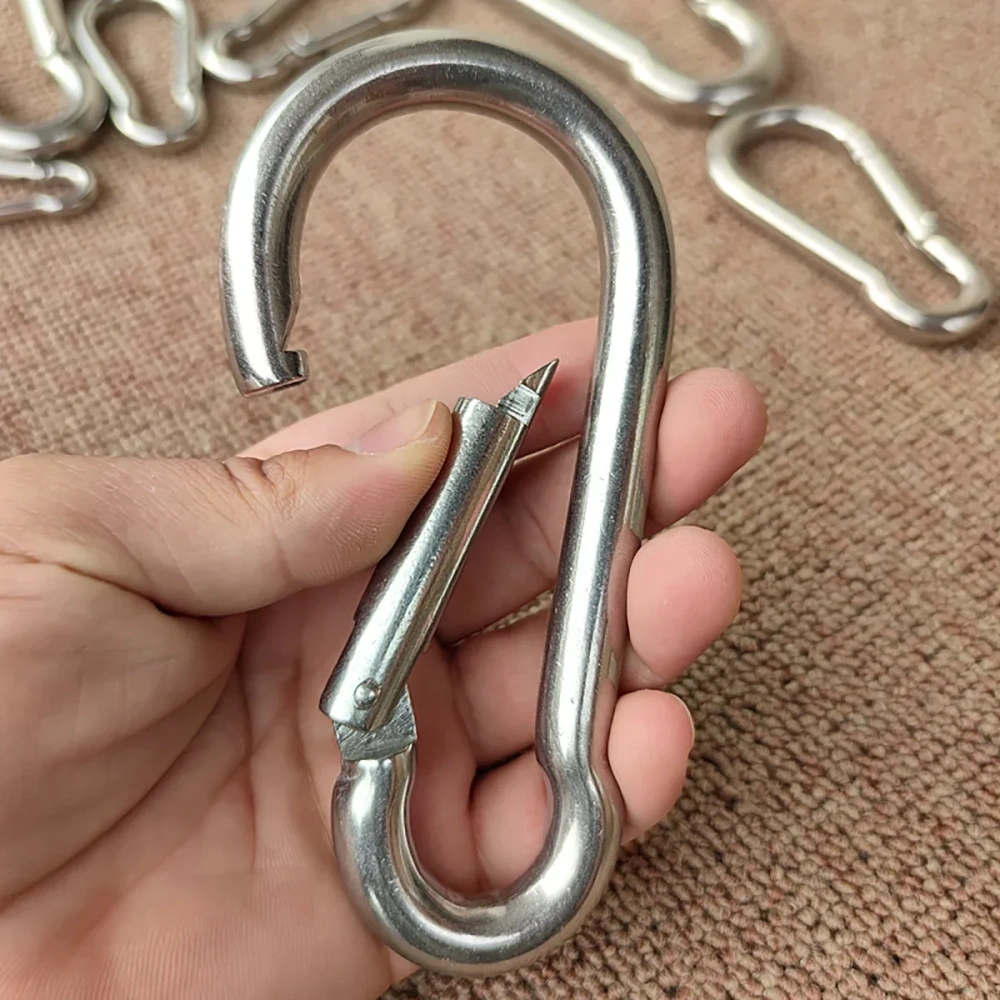 304 Stainless Steel Spring Snap Hook Carabiner Clips M4 M5 M6 M7 M8 M10 M11 M12 Heavy Duty Locking Climbing Carabiners Clips